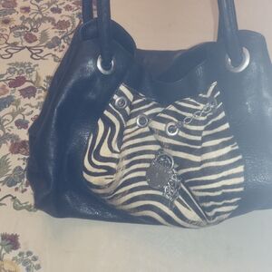 Furla Black and Zebra Print Shoulder Bag